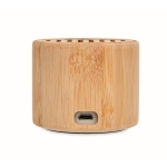 Altavoces cilíndricos inalámbricos 5.3 de bambú y luz LED OM color madera cuarta vista