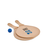 Juego de dos palas de playa con pelota y bolsa Set Tenis Playa Raquet color madera vista de impresión