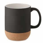 Taza de cerámica mate con base de corcho de 300ml Design Cork color negro