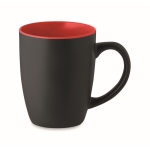 Taza de cerámica negra con interior brillante de 290ml Duo Black color rojo