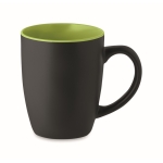 Taza de cerámica negra con interior brillante de 290ml Duo Black color verde lima