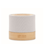 Altavoz de RPET y bambú con conexión 5.0 y manos libres Conscious color blanco vista de impresión