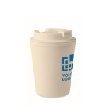 Vaso térmico de plástico reciclado con boquilla 300ml Recyclo color beige vista de impresión