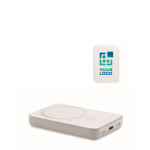 Cargador inalámbrico de bambú magnético Power Magnet color blanco vista de impresión