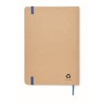 Libreta de cartón reciclado promocional A5 cuadros Everwrite color azul tercera vista