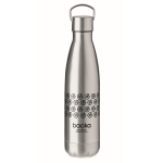 Botella de acero publicitaria con asa en la tapa 500ml Inox Arctic color plateado mate vista principal