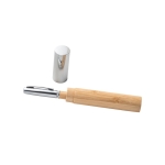 Elegante bolígrafo de bambú con logo con acabado mate y tinta negra color natural en caja