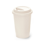 Vaso para llevar personalizado reutilizable de plástico con tapa 450ml color blanco roto