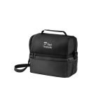 Bolsa térmica de tela con compartimentos y varios bolsillos 8.5L color negro imagen con logo