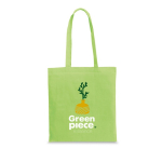 Bolsa de algodón reciclado y rPET 180 g/m2 para eventos color verde claro imagen con logo