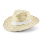 Sombrero hecho de paja natural que incluye cinta sublimada color blanco