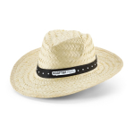Sombrero de paja natural con cinta fabricada en poliéster color negro imagen con logo