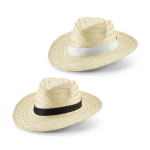 Sombrero de paja natural con cinta fabricada en poliéster varios colores