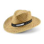Sombrero de paja natural con cinta decorativa sublimada color negro imagen con logo