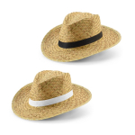 Sombrero de paja natural con cinta decorativa sublimada varios colores