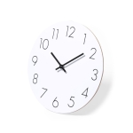 Reloj de pared de madera blanco con logo serigrafiado White tercera vista