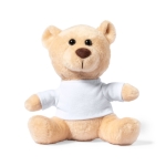 Osito de peluche suave con camiseta blanca personalizable Kiddo color beige primera vista