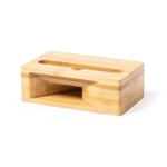 Soporte de móvil personalizado de bambú con amplificador color madera segunda vista