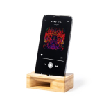 Soporte de móvil personalizado de bambú con amplificador color madera tercera vista