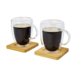 Set de tazas de doble pared con posavasos de 350ml Cappuccino color transparente segunda vista