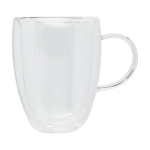 Set de tazas de doble pared con posavasos de 350ml Cappuccino color transparente vista lateral