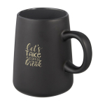 Taza de cerámica con forma de jarra de 450ml Wide Base color negro vista impresión tampografía