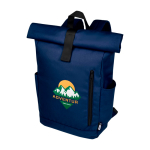 Mochila enrollable poliéster reciclado para portátiles resistente al agua 15,6'' color azul marino vista impresión transfer