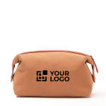 Neceser personalizado de poliéster reciclado EcoStylish color marrón claro vista de impresión