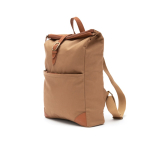 Mochila para portátil de poliéster reciclado con hebilla color marrón claro tercera vista