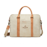 Maletín para portátil acolchado reciclado elegante 16'' color beige vista con logo
