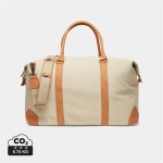 Bolsa de lona reciclada de calidad para fin de semana EcoJourney color beige