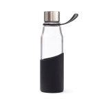 Botella de vidrio de borosilicato con funda 550ml Crystal Sporty Strap color negro