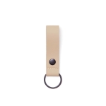 Elegante llavero de piel vegana flexible con remache de metal Contempo color beige segunda vista