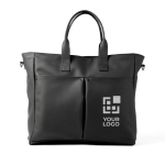 Bolsa de calidad con asas y correa para portátil Híbrida Contempo color negro vista de impresión