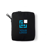 Organizador de gadgets personalizado con mosquetón Contempo color negro vista de impresión