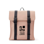 Mochila para viaje de cuero vegano repelente al agua Contempo color beige vista de impresión