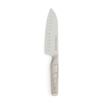 Cuchillo de acero estilo japonés promocional Hattasan Santoku color plateado vista de impresión