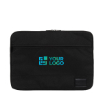Funda para portátil personalizada poliéster reciclado 15,6'' color negro vista de impresión