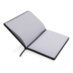 Libreta de materiales reciclados con elástico A5 hojas a rayas color negro tercera vista