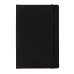 Libreta de materiales reciclados con elástico A5 hojas a rayas color negro cuarta vista