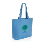 Bolsa de lona reciclada para compra 240 g/m2 EcoTrace Pocket color azul claro vista con logo