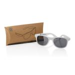 Gafas de sol para publicidad de plástico reciclado UV400 EcoOptix color blanco vista con caja