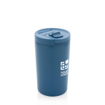 Taza termo de materiales reciclados con cierre antigoteo 300ml Vaccum color azul vista de impresión