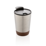 Taza termo personalizada de acero con base de corcho 300ml Eco Cork color plateado