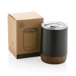 Vaso termo compacto con base de corcho 180ml Eco Cork Small color negro vista con caja