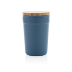 Vaso termo de plástico reciclado con tapa de bambú 300ml EcoBrew color azul segunda vista