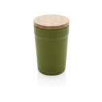 Vaso termo de plástico reciclado con tapa de bambú 300ml EcoBrew color verde oscuro