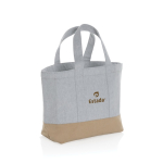 Bolsa nevera pequeña de lona en dos colores 285 g/m2 color gris vista con logo