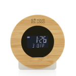 Reloj de sobremesa de plástico reciclado y bamú Bamboo Desk LCD color madera vista de impresión