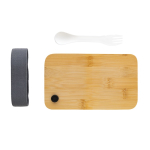 Fiambrera de PP reciclado certificado con tenedor Complete Bamboo Eco color blanco cuarta vista